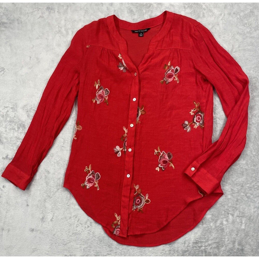Zac & Rachel Small Red Floral Too Embroidery Long Sleeves